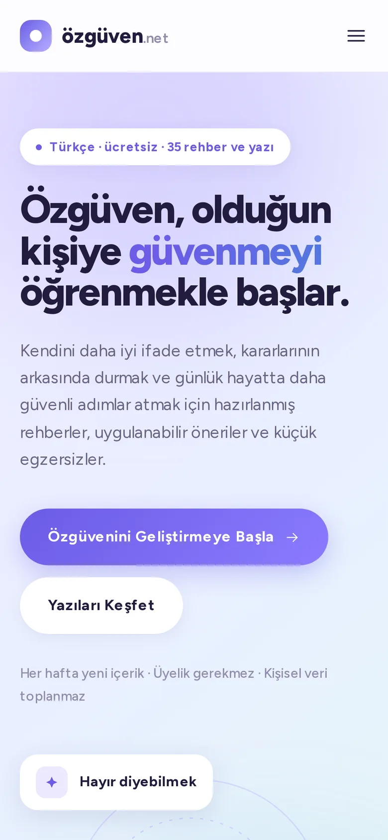 Özgüven.net — telefon görünümü