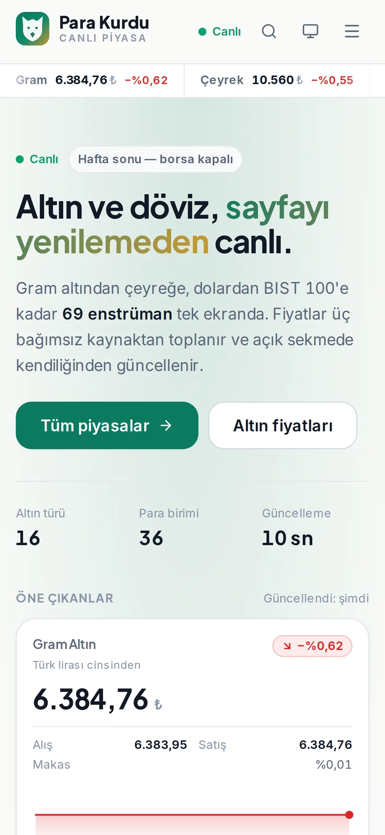 Para Kurdu — telefon görünümü